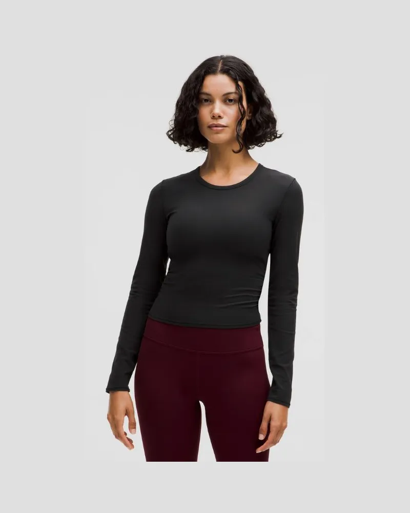 LULULEMON All It Takes Geripptes Langarmshirt mit Twist-Detail für Frauen – Größe in Black Black