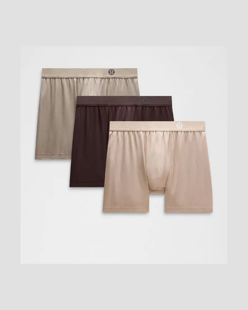 LULULEMON Always In Motion Boxershorts 3er-Pack für Männer – 13 cm – Größe in Sequoia/Warm Ash Grey/Nutmeg Sequoia