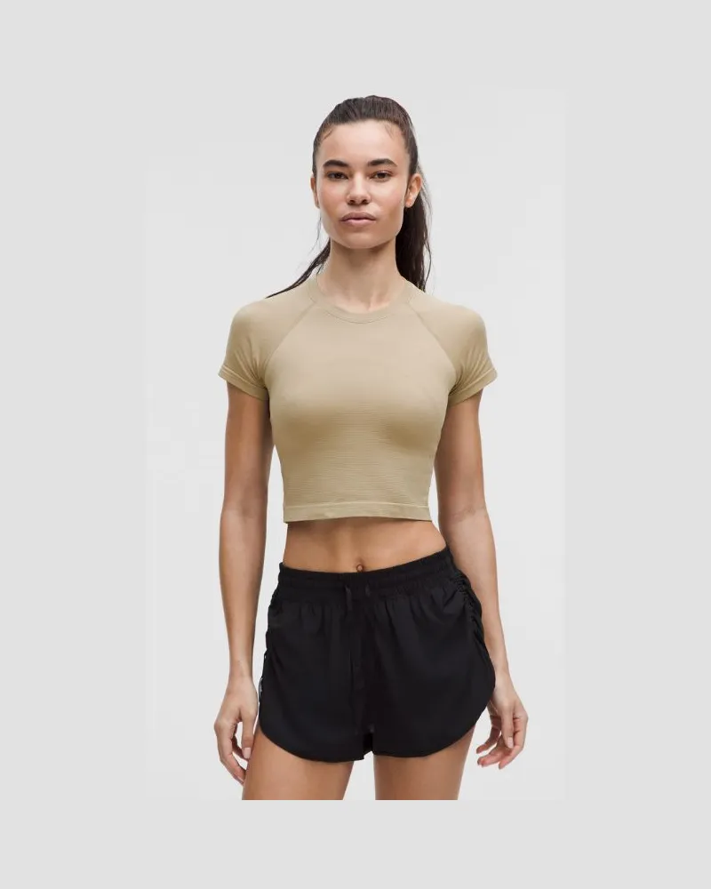 LULULEMON Swiftly Tech Crop-Kurzarmshirt 2.0 für Frauen – Khaki – Größe Sheer