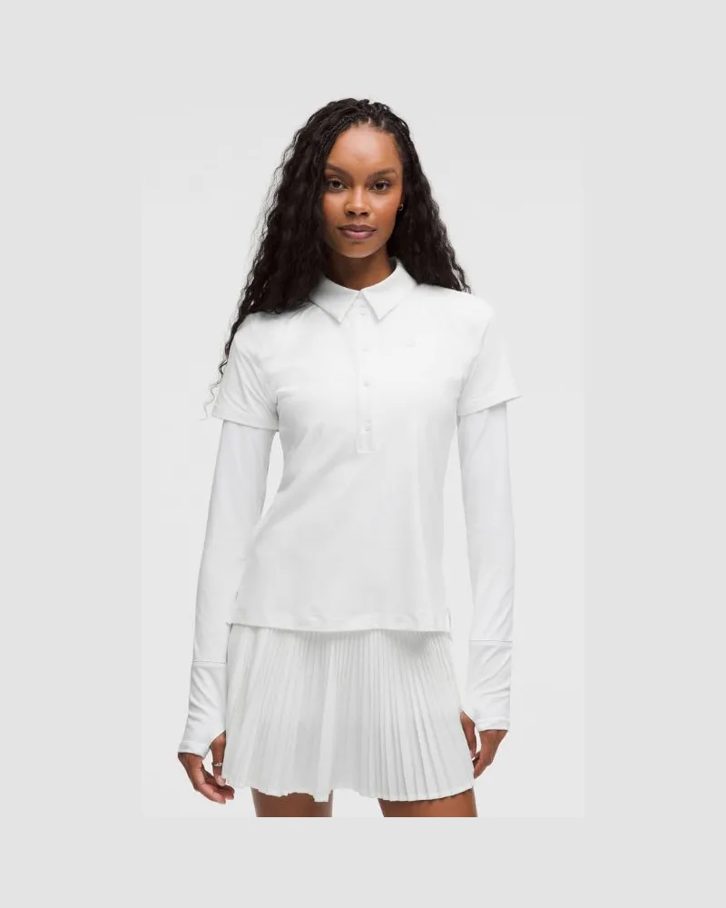 LULULEMON Schnelltrocknendes Kurzarm-Poloshirt Gerader Saum für Frauen – Größe in White White
