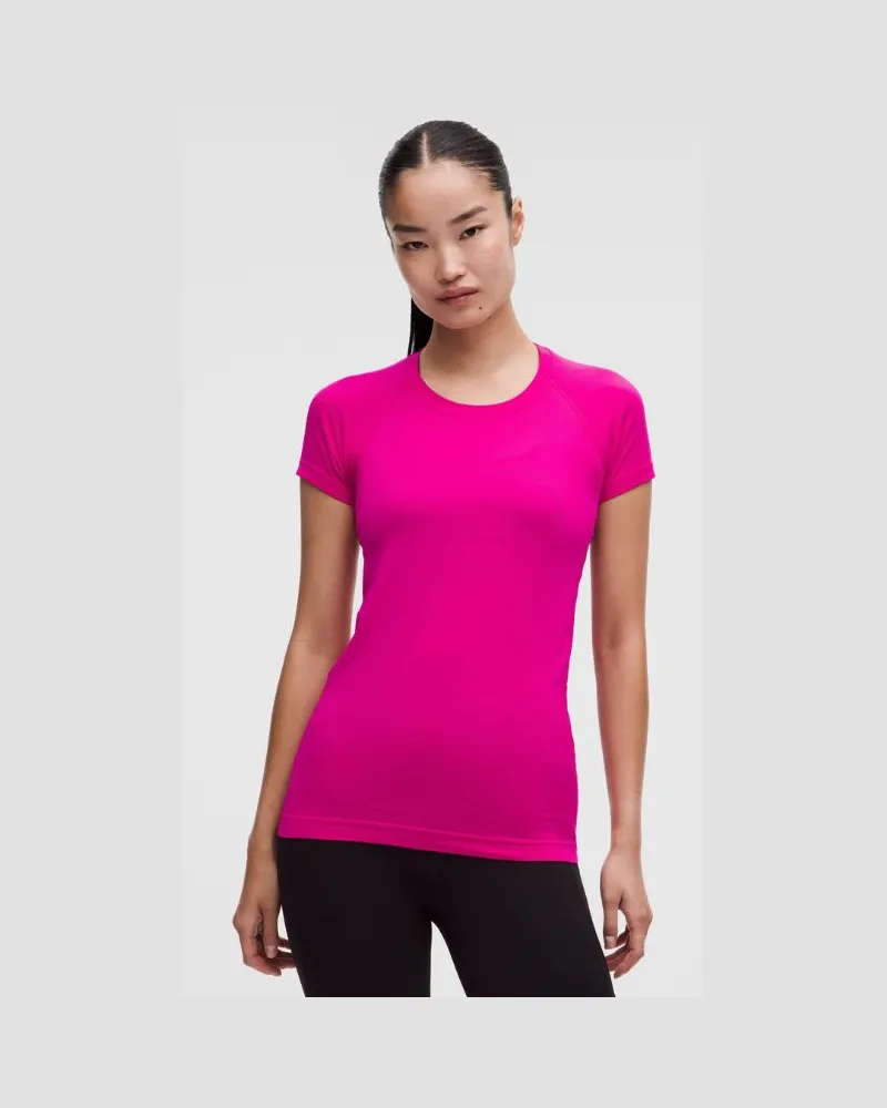 LULULEMON Swiftly Tech Kurzarmshirt 2 Hüftlänge für Frauen – Neon – Größe Pink
