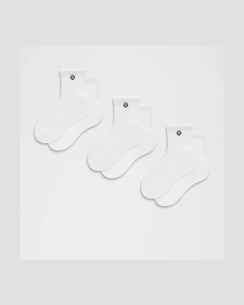 LULULEMON Daily Essential Quarter-Socken Unisex 3er-Pack – Größe in White White