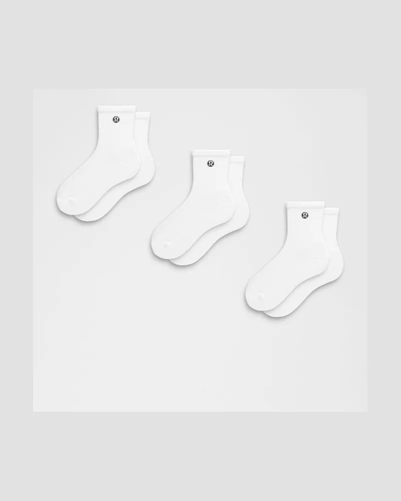 LULULEMON Daily Essential Knöchelhohe Socken Unisex 3er-Pack – Größe in White White