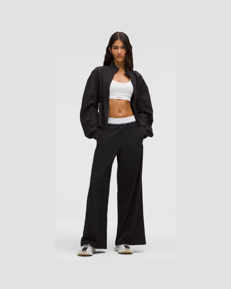 LULULEMON Swift Hose mit hohem Bund und weitem Bein Logo am Bund für Frauen – Größe in Black/White Black