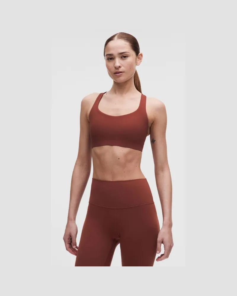 LULULEMON FlexyFlex Yoga-BH mit überkreuzten Trägern Leichter Halt für A-C Cups für Frauen – Größe in Cranberry Charm Cranberry