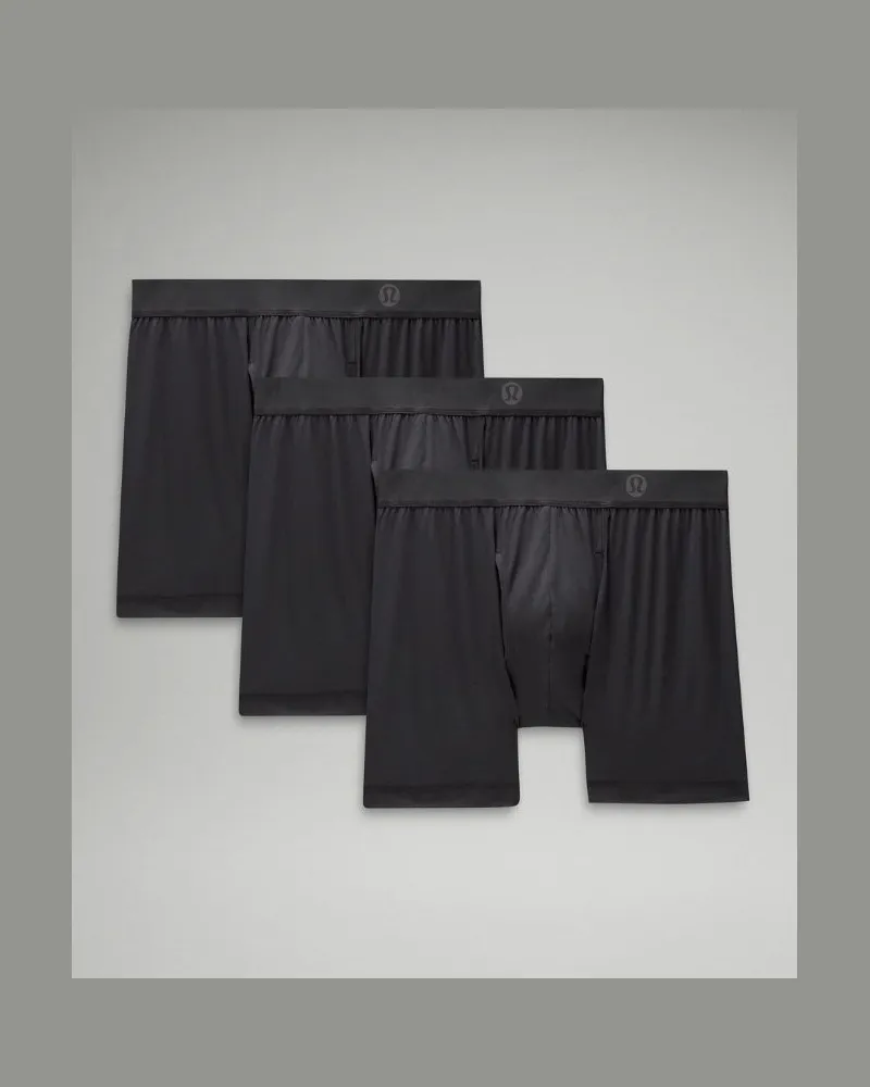 LULULEMON Always In Motion Boxershorts mit Eingriff 3er-Pack für Männer – 13 cm – Größe in Black Black