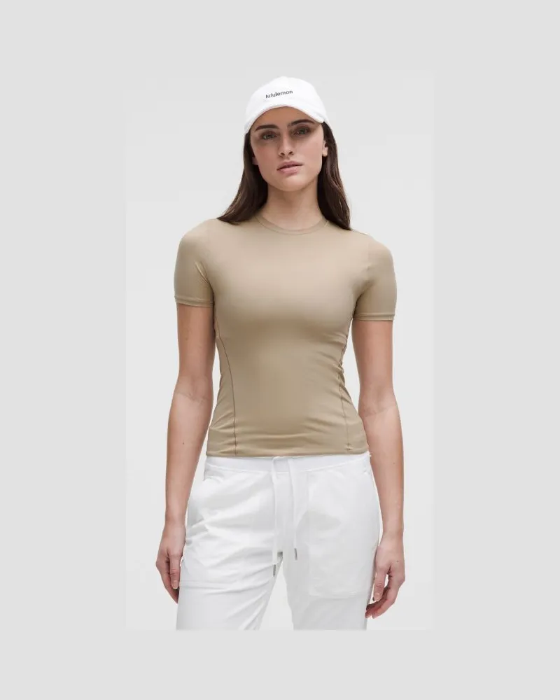 LULULEMON Wundermost Hüftlanges Kurzarmshirt mit Rundhalsausschnitt aus Ultra-Soft Nulu für Frauen – Größe in Sheer Oak Sheer
