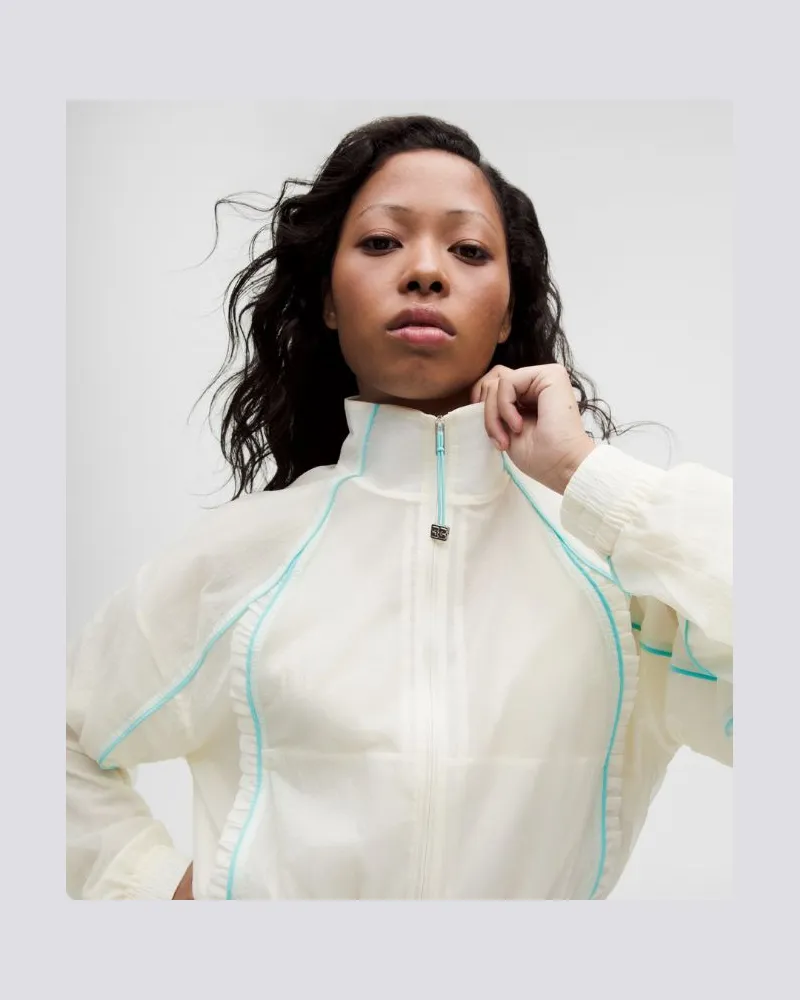 LULULEMON GANNI x Jacke mit gerüschtem Besatz für Frauen – Größe in Coconut Ivory Coconut