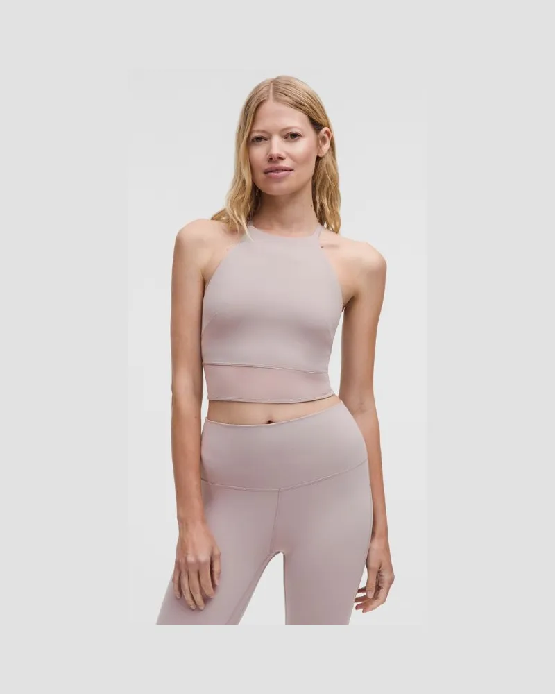 LULULEMON Hochgeschlossenes Tanktop mit Mesh-Saum aus Nulu Leichter Halt für B/C-Cups für Frauen – Größe in Mauve Grey Mauve