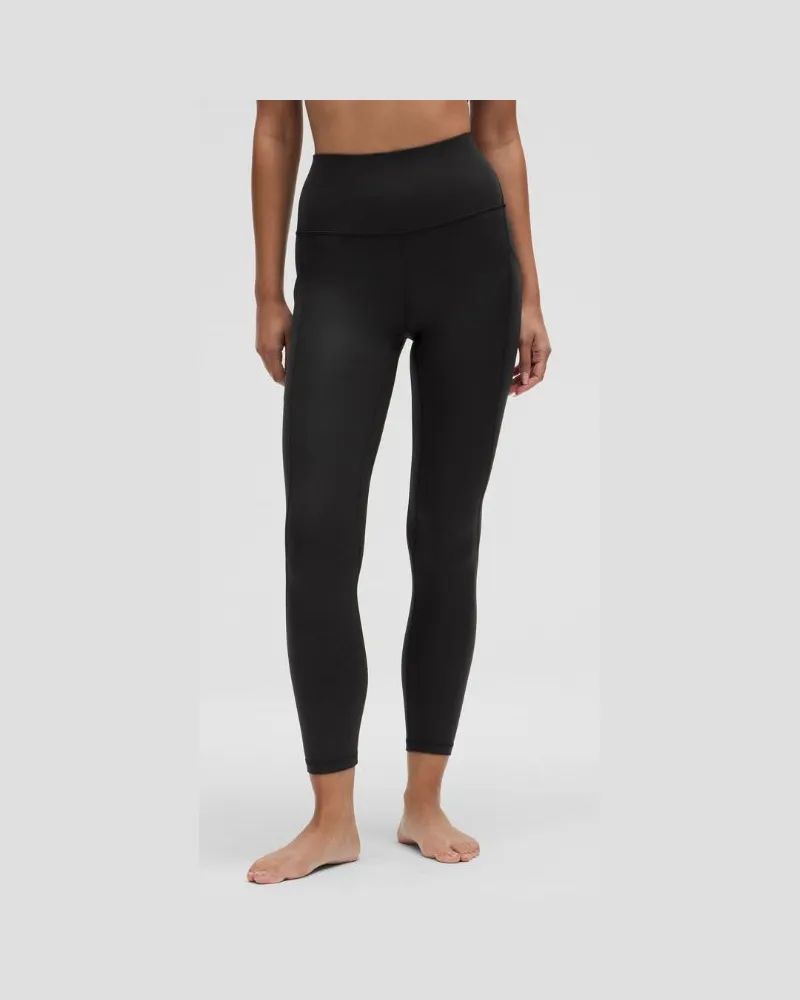 LULULEMON Align Hose mit hohem Bund und Taschen Schimmer für Frauen – 64 cm – Größe in Luxe Shine Foil Print Black Luxe