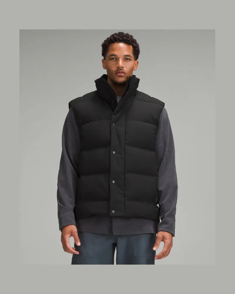 LULULEMON Puffer-Weste mit Füllkraft 600 Tech Canvas für Männer – Größe in Black Black
