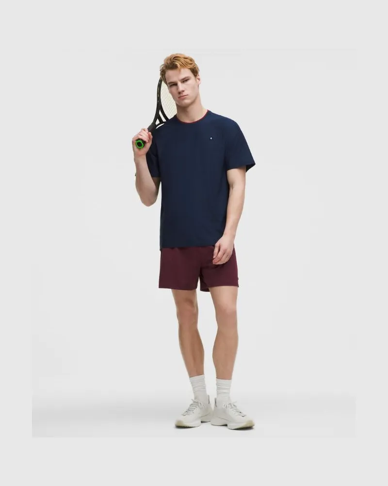 LULULEMON Mesh-Panelled Tennis Short 5" für Männer – Größe in Burgundy Bay Burgundy