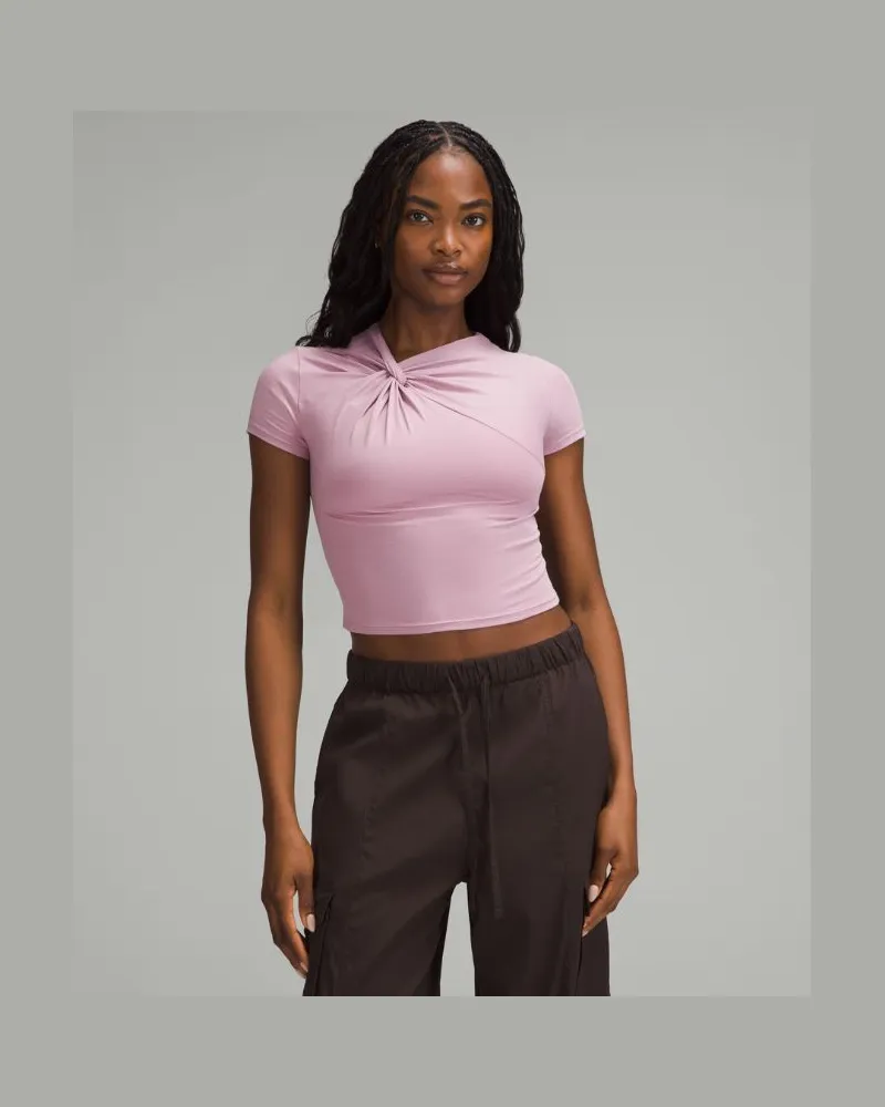 LULULEMON T-Shirt mit asymmetrischem Knotendetail Rose