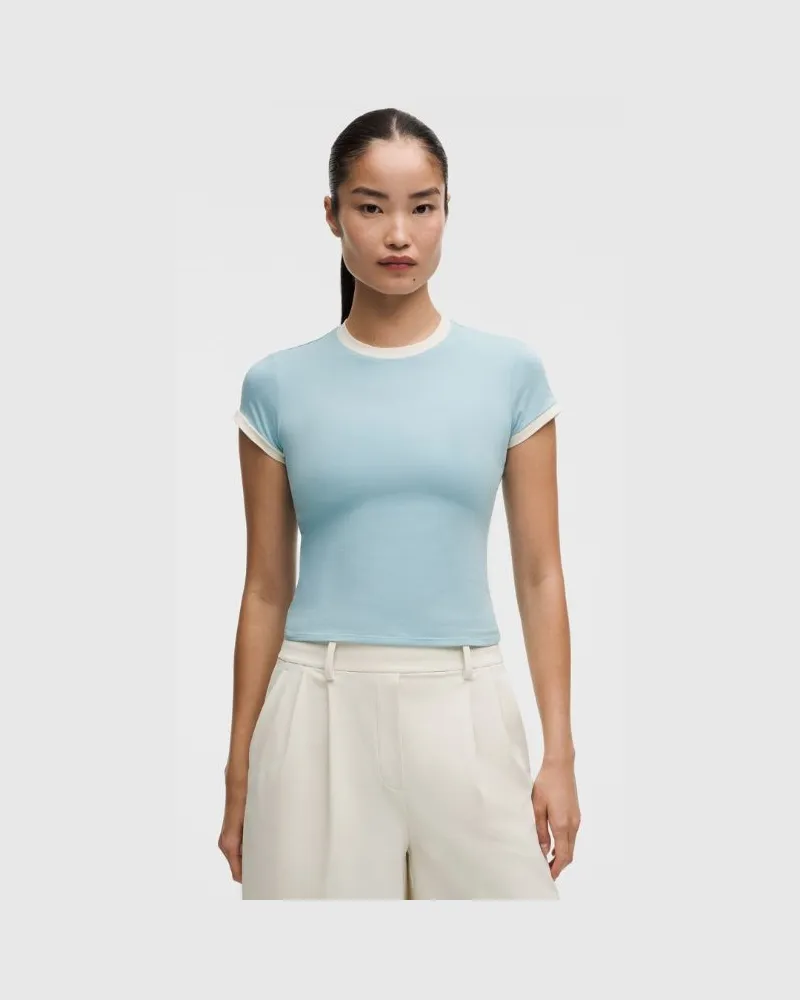 LULULEMON Baby-Tee aus Bio- mit Ringer-Details Courtside für Frauen – Größe in Seafoam/Light Ivory Seafoam