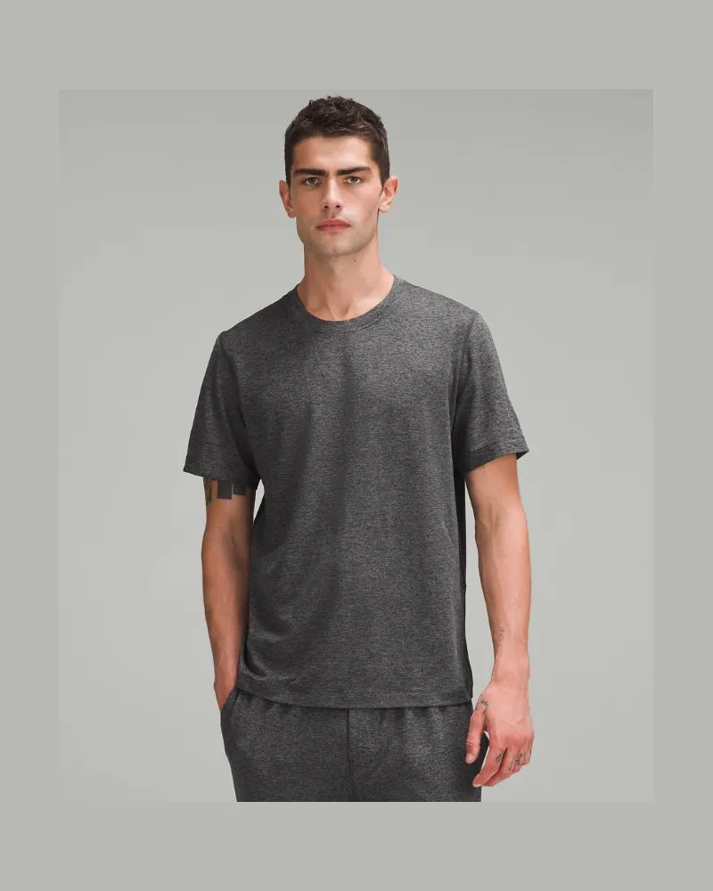LULULEMON Soft Jersey Kurzarmshirt für Männer – Größe in Heathered Black/Heathered Graphite Grey Heathered