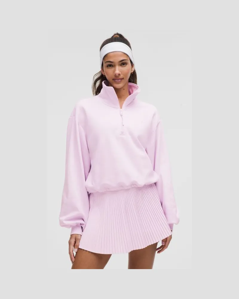 LULULEMON Tennispullover aus Terry-Baumwollmaterial mit halblangem Reißverschluss für Frauen – Größe in Pink Organza Pink