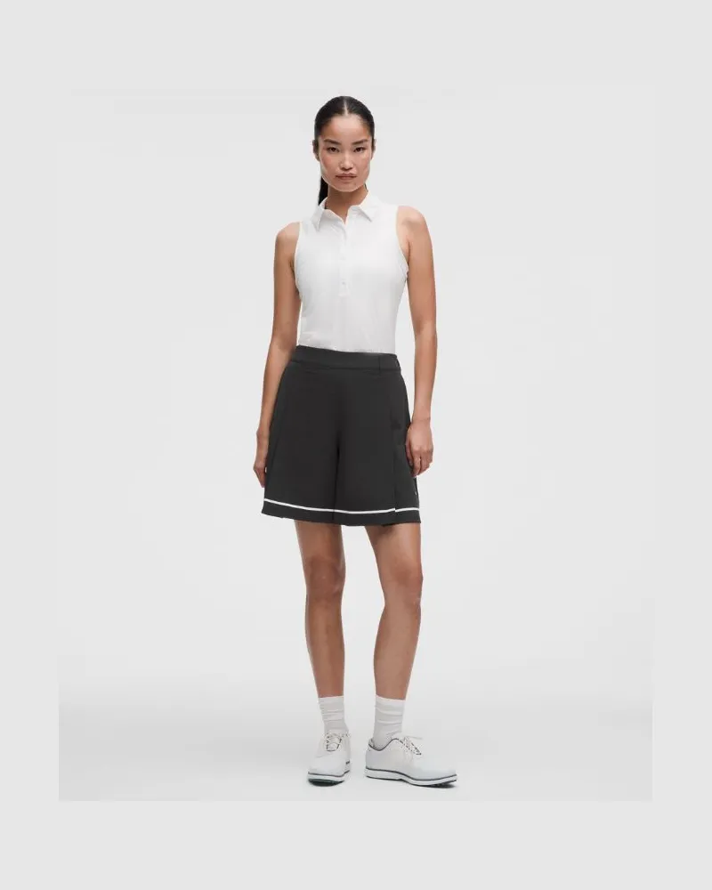 LULULEMON Golfshorts mit hohem Bund und Kellerfalte für Frauen – 18 cm – Größe in Black/White Black