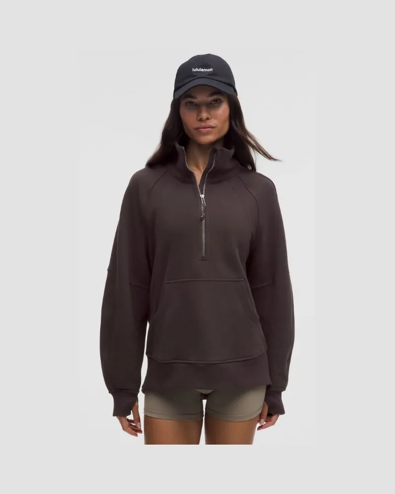 LULULEMON Scuba Oversized-Pullover mit Trichterkragen und halblangem Reißverschluss Lang für Frauen – Größe in Sequoia Sequoia