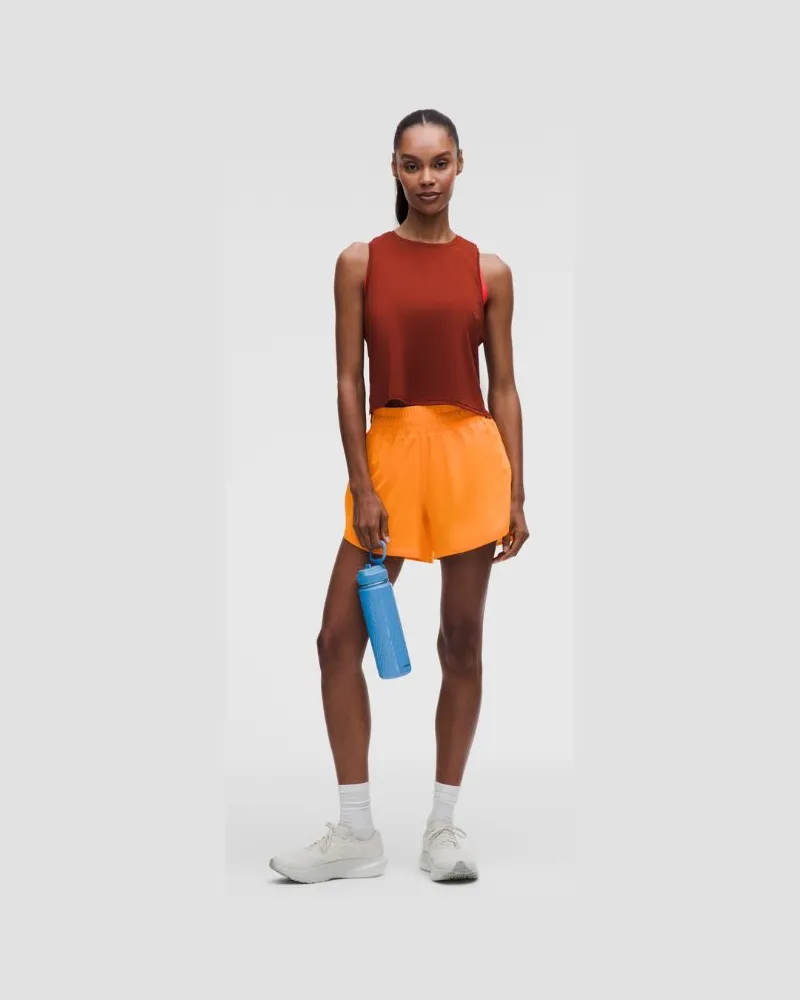 LULULEMON Track That Shorts mit Liner und hohem Bund für Frauen – 13 cm – Orange – Größe Citrus