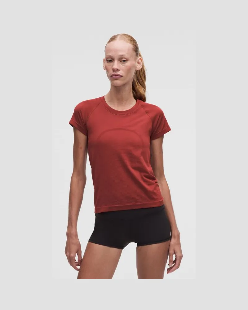 LULULEMON Swiftly Tech Kurzarmshirt 2.0 Taillenlänge für Frauen – Größe in Rocket Red Rocket
