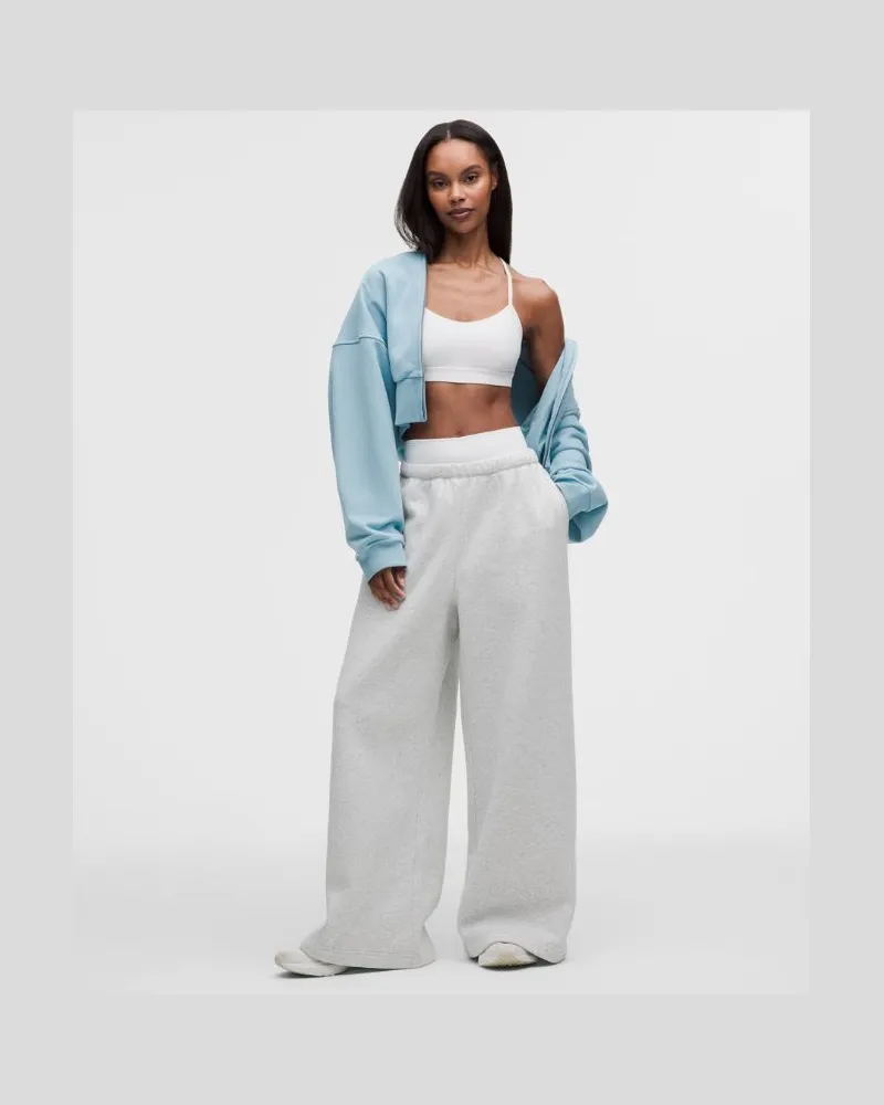 LULULEMON Steady State Hose mit weitem Bein aus SuperLoft im Oversized Fit für Frauen – Größe in Heathered Core Ultra Light Grey Heathered