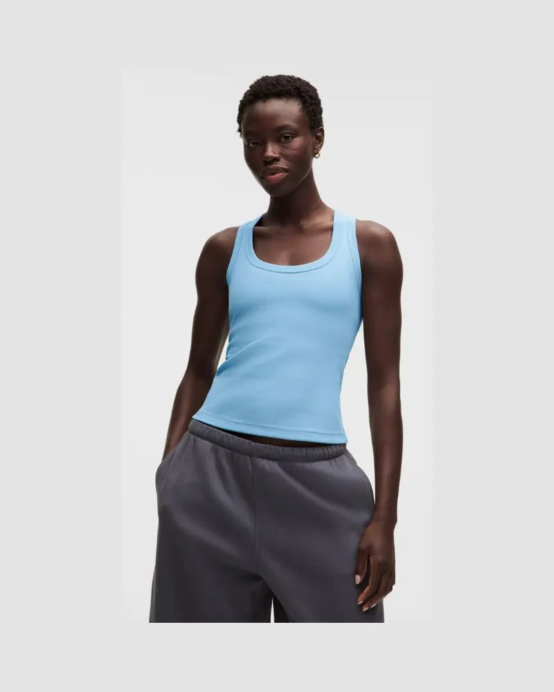 LULULEMON Little geripptes Tanktop mit U-Ausschnitt für Frauen – Größe in Dreamy Blue Dreamy