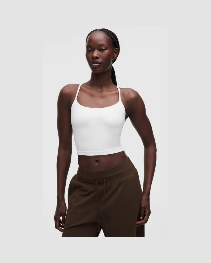 LULULEMON Flow Y Crop-Tanktop Leichter Halt für B/C-Cups für Frauen – Größe in Weiß Weiß