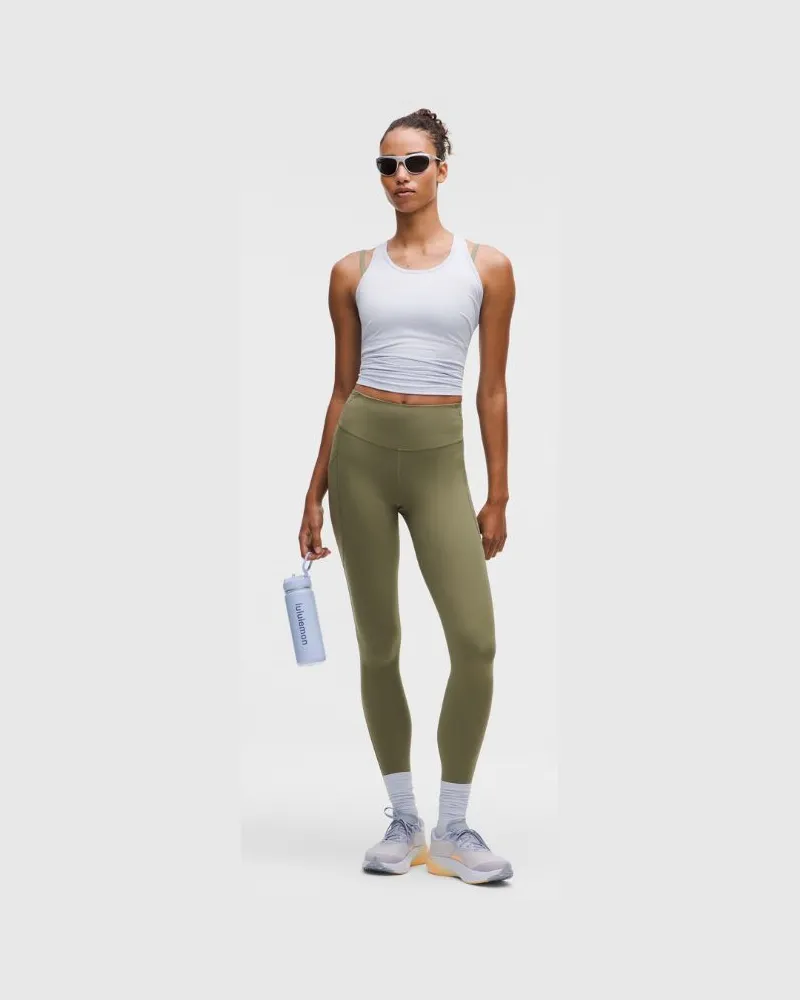 LULULEMON Fast and Free Leggings mit hohem Bund 5 Taschen für Frauen – 71 cm – Größe in Bay Leaf Bay