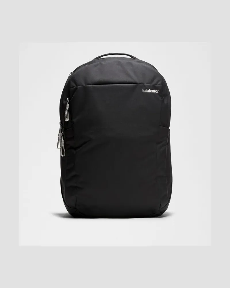LULULEMON Rucksack mit drei Reißverschlüssen Performance-Canvas – Größe in Black/Silver Drop Black