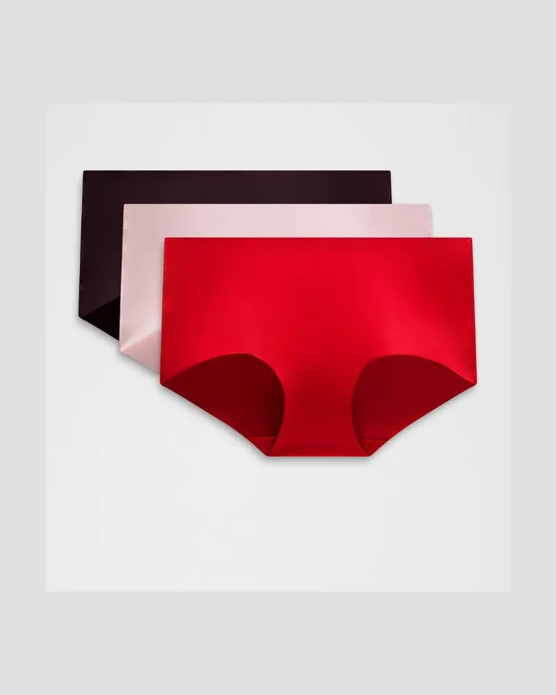 LULULEMON InvisiWear Boyshorts mit mittelhohem Bund 3er-Pack für Frauen – Größe in Blush Quartz/Black Plum/Oxford Red Blush