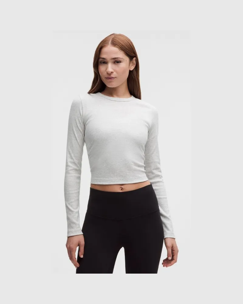 LULULEMON Geripptes Little-Langarmshirt für Frauen – Größe in Heathered Core Ultra Light Grey Heathered