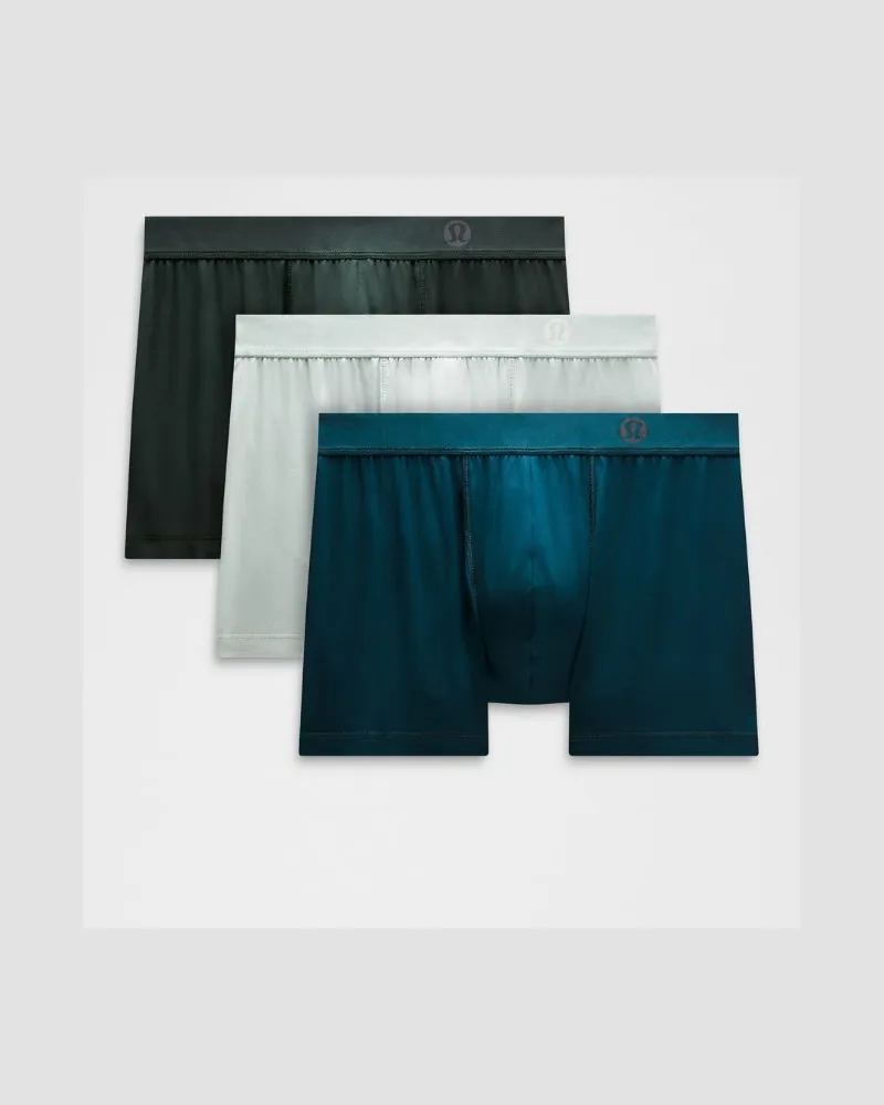 LULULEMON Always In Motion Boxershorts 3er-Pack für Männer – 8 cm – Größe in Indochine Blue/Pelican/Rainforest Green Indochine