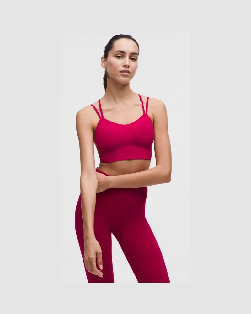 LULULEMON Like a Cloud Gerippter Longline-BH leichter Halt B/C Cups für Frauen – Größe in Berry Rumble Berry