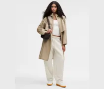 Leichte Regenjacke mit Kordelzug in der Taille für Frauen – Khaki – Größe