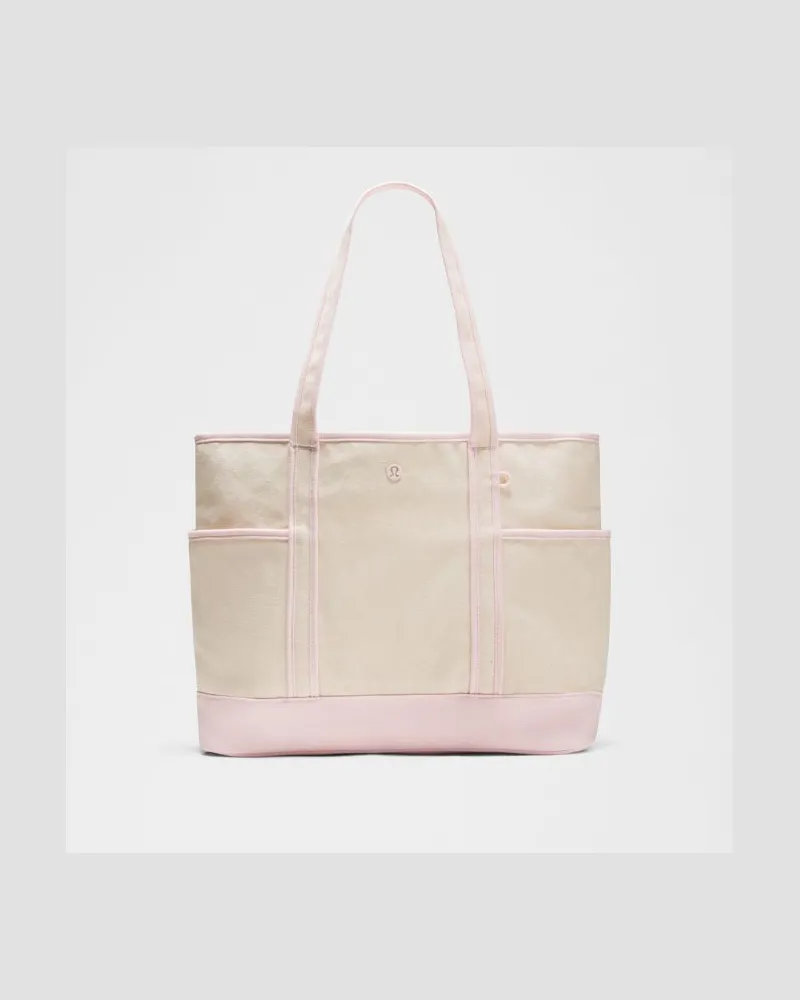LULULEMON Daily Tote-Bag mit mehreren Fächern und Reißverschluss 18 L in Natural/Pink Pearl Natural