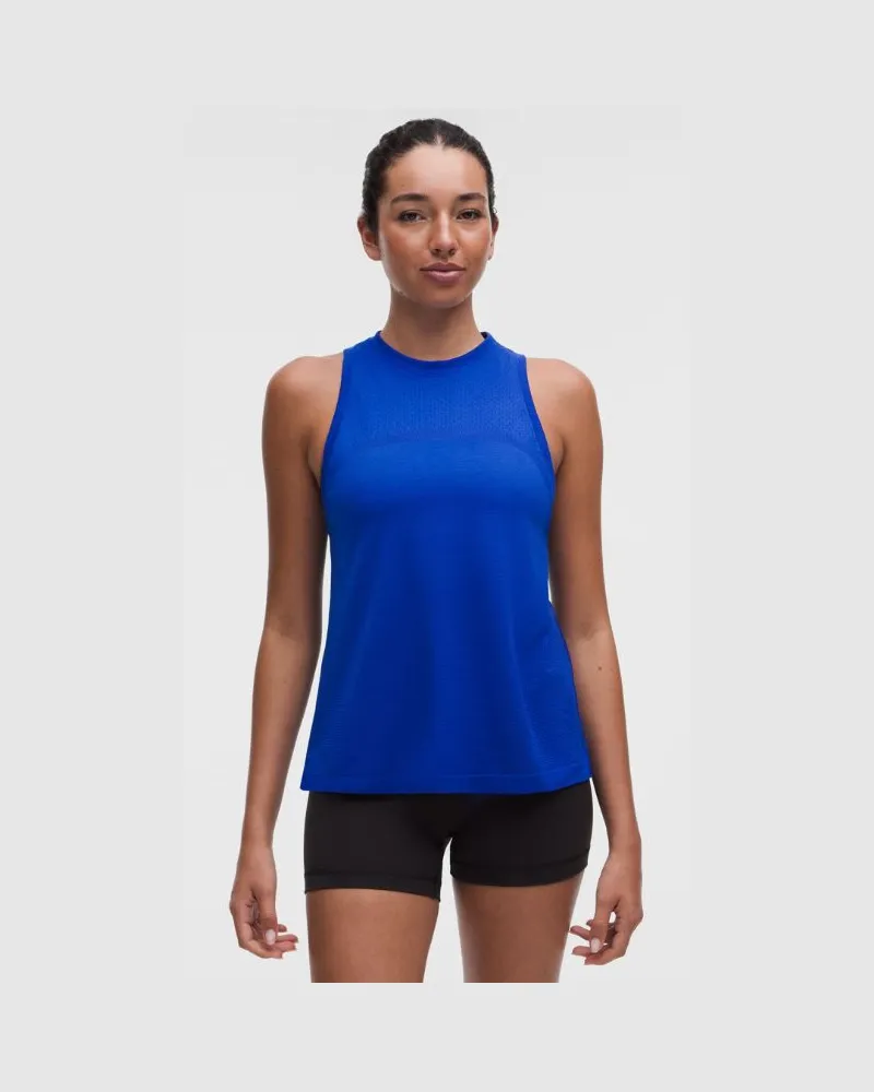 LULULEMON Swiftly Relaxed Tanktop in Hüftlänge Logo für Frauen – Größe in Beach Ball Blue Beach