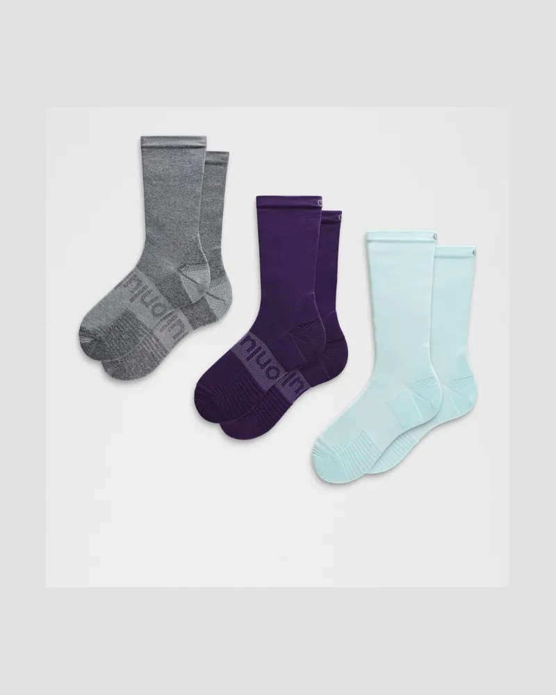 LULULEMON Power Stride Crew-Socken im 3er-Pack – Größe in Aquamarine/Heathered Grey/Going Grape Aquamarine