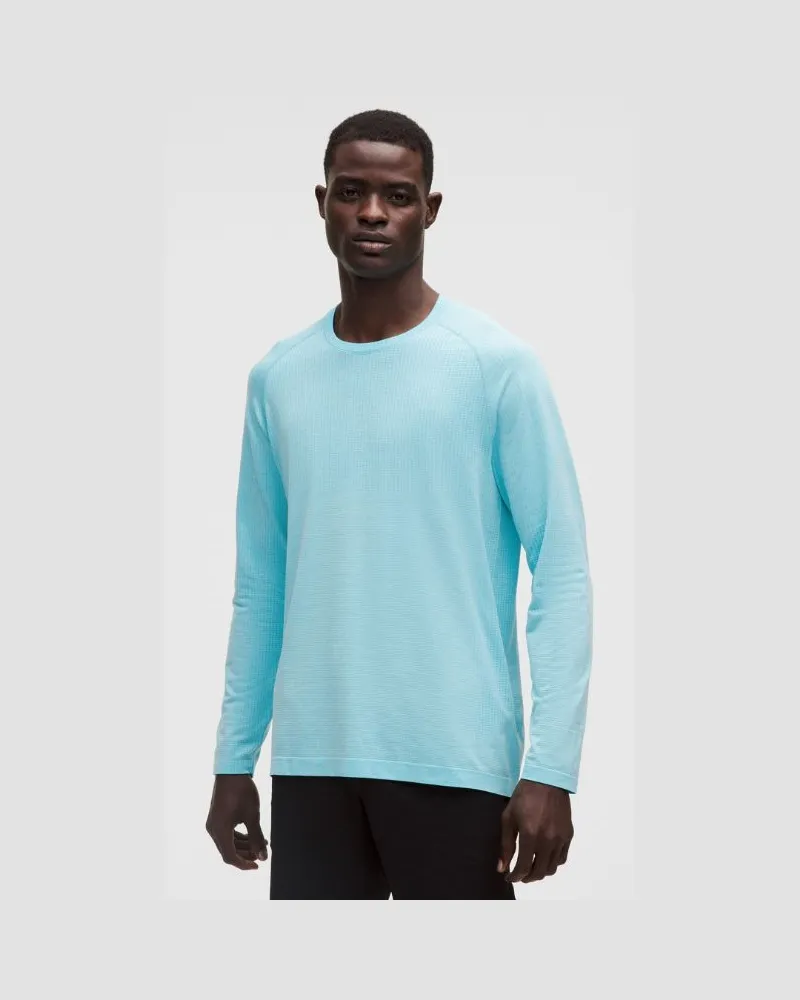 LULULEMON Metal Vent Tech Langarmshirt e Passform für Männer – Größe in Fresco Blue Tone/White Fresco