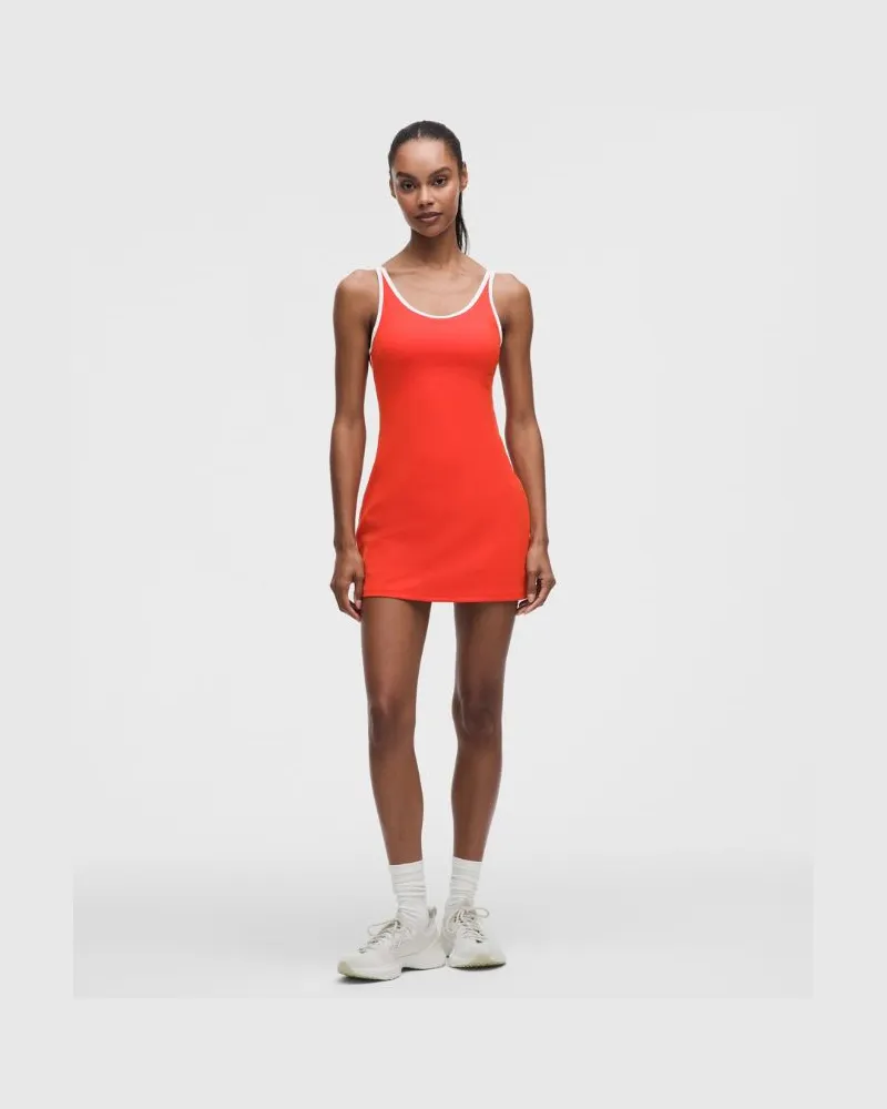 LULULEMON Tenniskleid mit U-Ausschnitt und Cut-out für Frauen – Größe in Cherry Ember/White Cherry