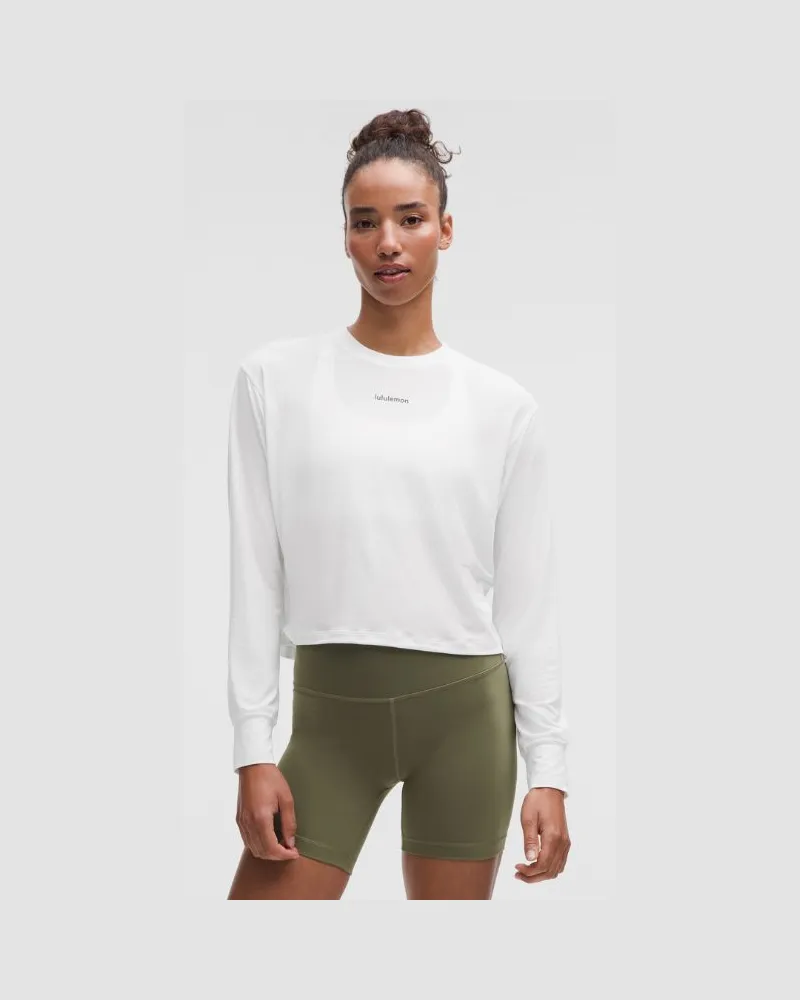 LULULEMON Trainings-Langarmshirt aus Jersey Logo für Frauen – Größe in Weiß Weiß