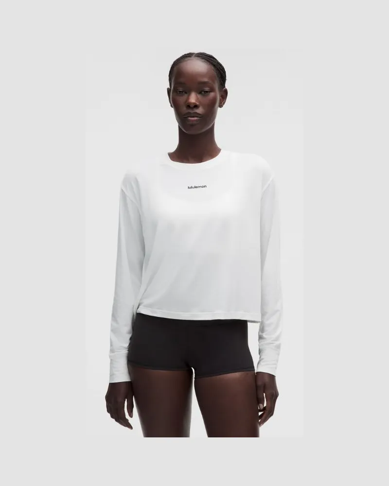LULULEMON Trainings-Langarmshirt aus Jersey Logo für Frauen – Größe in Weiß Weiß