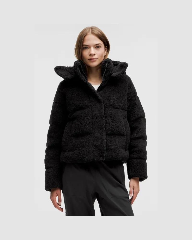LULULEMON Crop-Pufferjacke mit Füllkraft 550 Strukturiertes für Frauen – Größe in Black Black