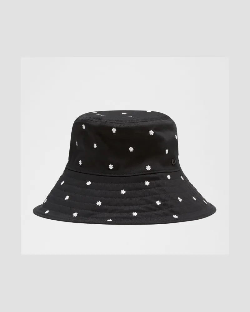 LULULEMON Kappe mit breiter Krempe aus Baumwoll-Twill – Größe in Star Flower Embroidery Black White Star