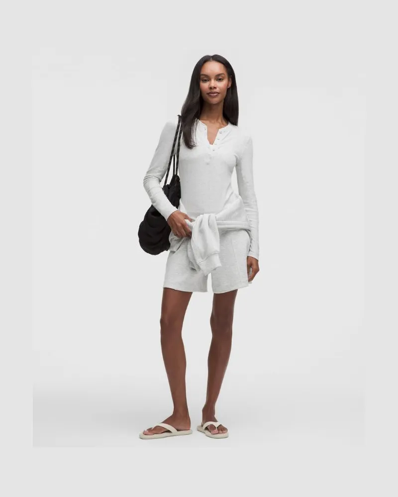 LULULEMON Smooth Spacer-Shorts mit hohem Bund für Frauen – 13 cm – Größe in Heathered Core Ultra Light Grey Heathered