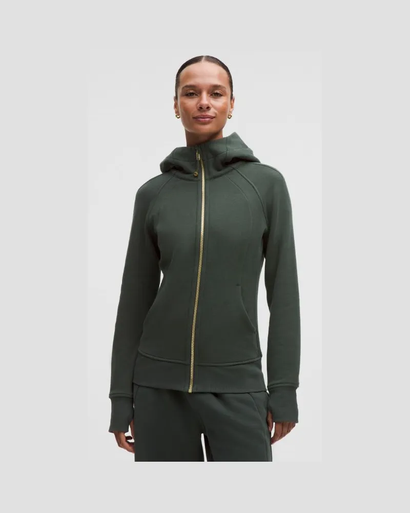 LULULEMON Scuba-Hoodie mit durchgehendem Reißverschluss für Frauen – Größe in Rainforest Green/Gold Rainforest