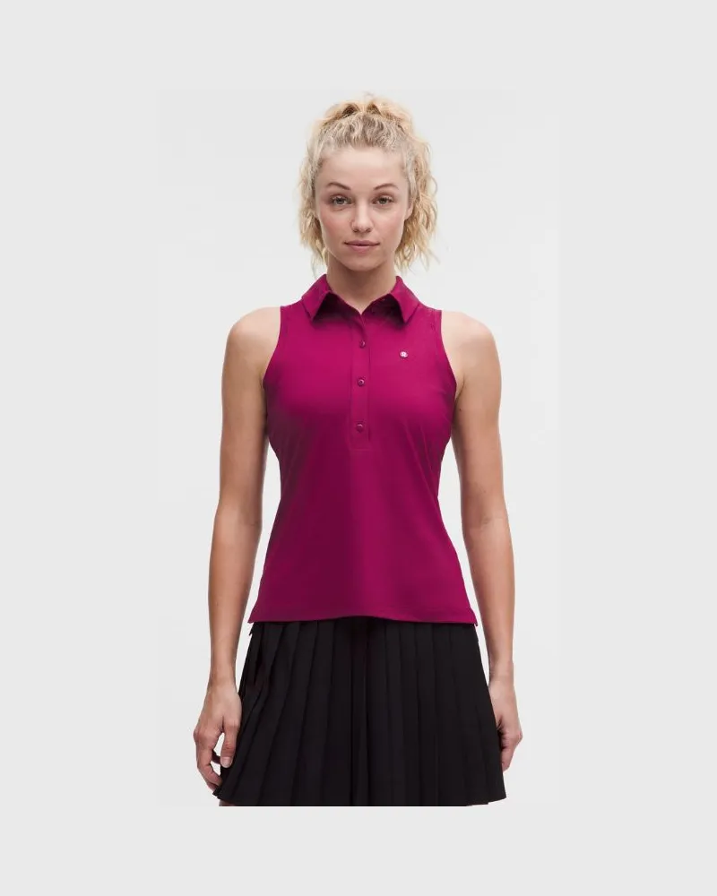 LULULEMON Quick Dry Ärmelloses Poloshirt Mit geradem Saum für Frauen – Größe in Raspberry Rave Raspberry