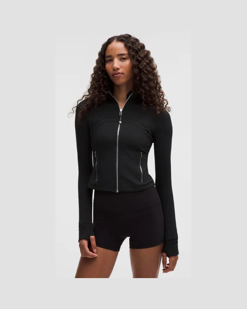 LULULEMON Define Crop-Jacke Nulu für Frauen – Größe in Black/Mirror Silver Black