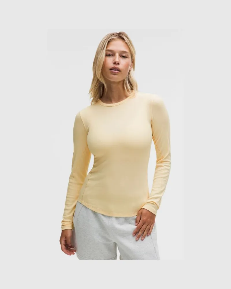 LULULEMON Hold Tight Langarmshirt für Frauen – Größe in Butter Cream Butter