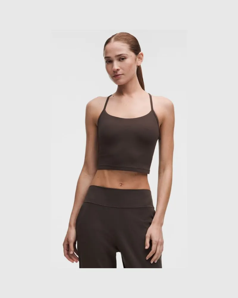 LULULEMON Flow Y Crop-Tanktop Leichter Halt für B/C-Cups für Frauen – Größe in Mahogany Muse Mahogany