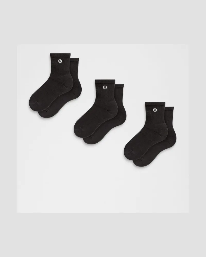 LULULEMON Daily Essential Knöchelhohe Socken Unisex 3er-Pack – Größe in Black Black